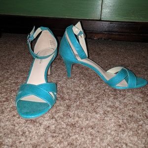 Turquoise Ankle Strap Heels